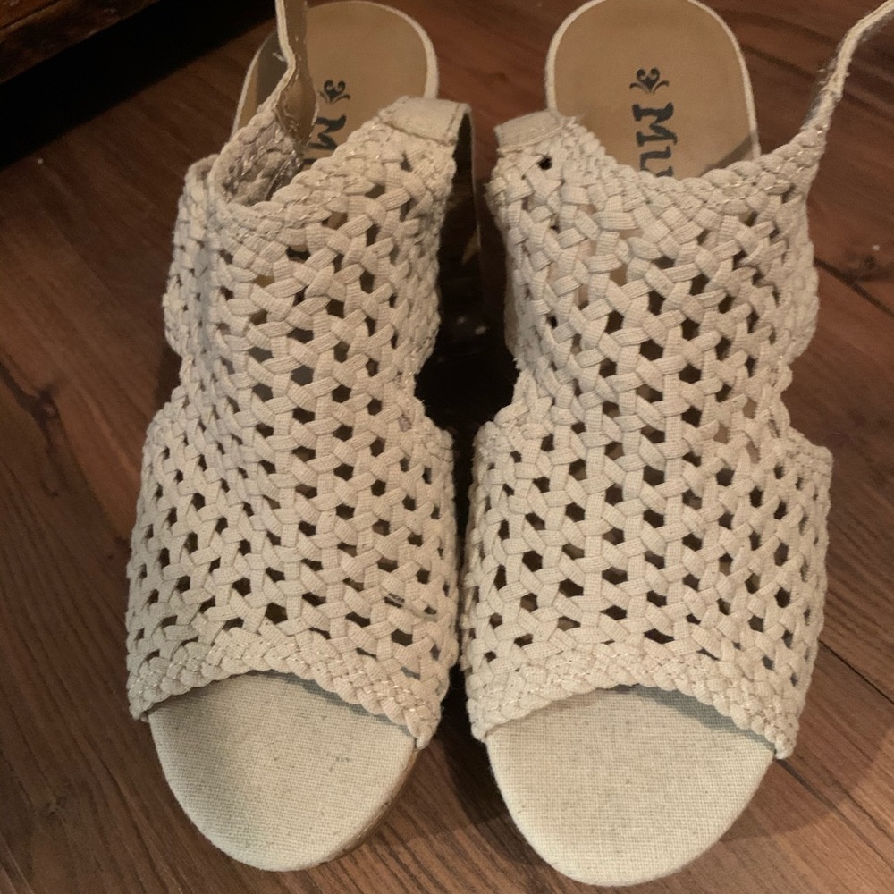 White cork wedge sandals